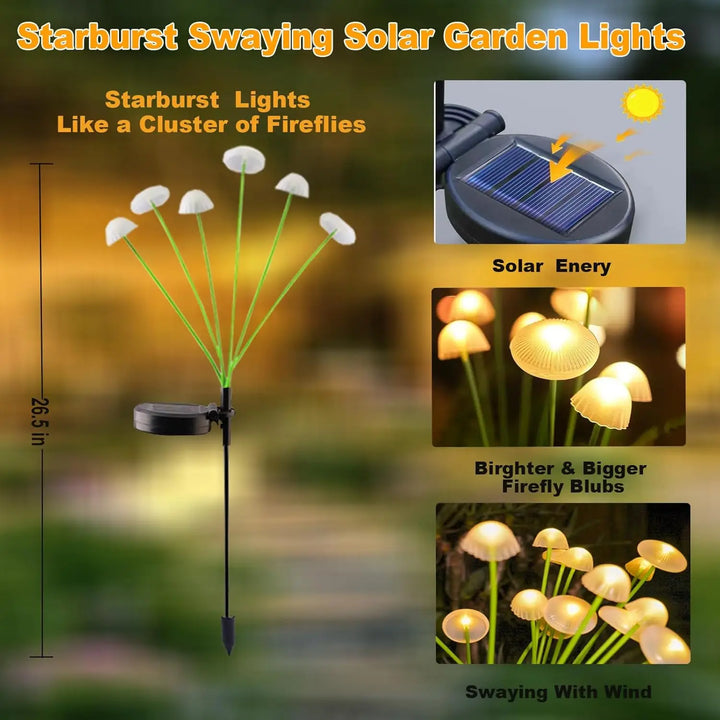 BowLift | MushGlow Solar Garden Lights | Jellyfish & Mushroom Design | Solar Powered & Weatherproof