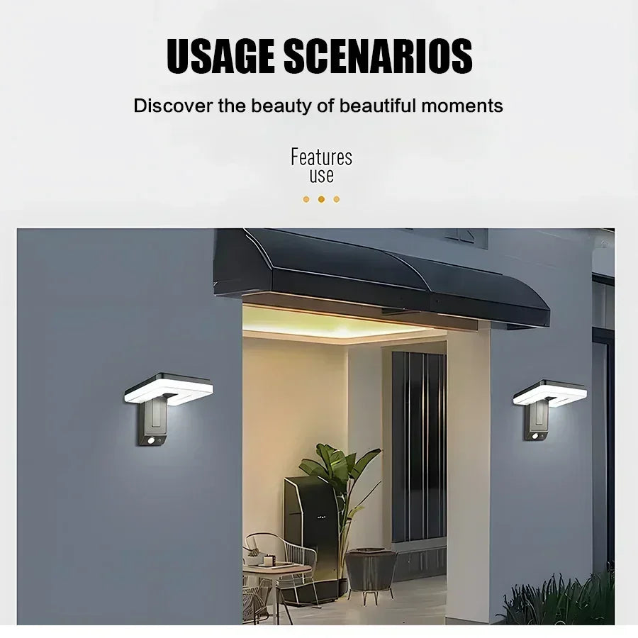 BowLift | Solayra FoldWall Solar Wall Light | 3 Lighting Modes | 120° Tiltable | With Motion Sensor & Dusk Switch