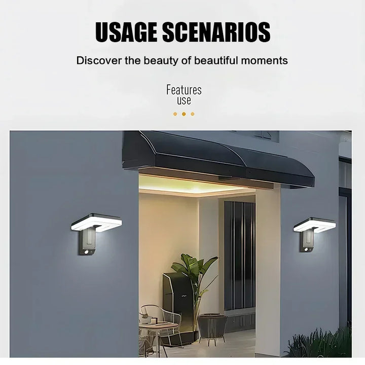 BowLift | Solayra FoldWall Solar Wall Light | 3 Lighting Modes | 120° Tiltable | With Motion Sensor & Dusk Switch