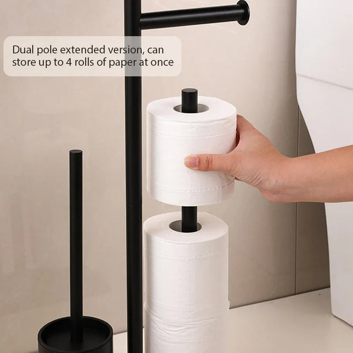 Toilet paper holder with brush & shelf | Bowlift