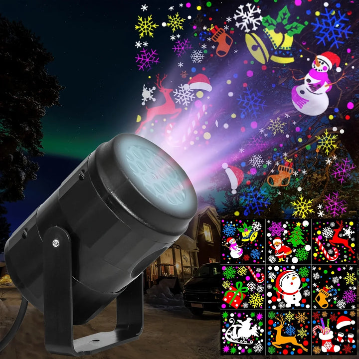 BowLift | LED Christmas Projector SnowMotion | 16 Rotating Patterns | Indoor & Outdoor | Christmas Lighting for Home, Garden & Party