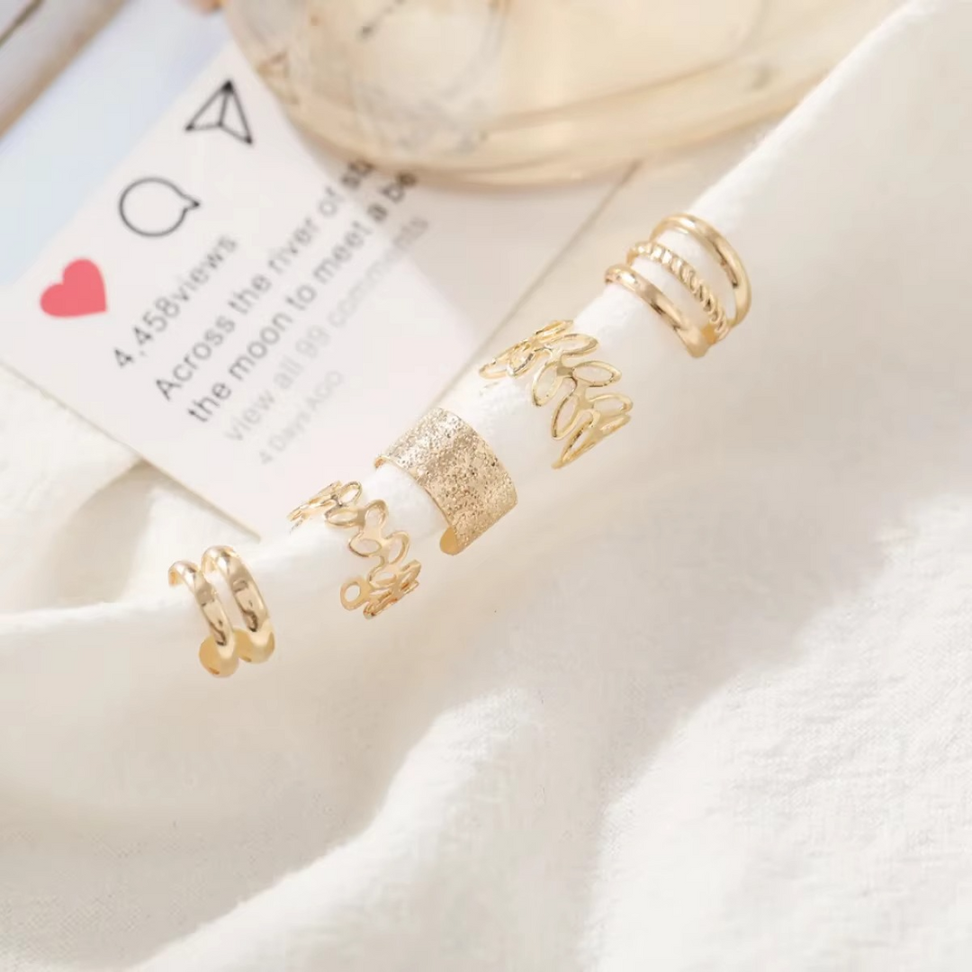 BowLift | Elegant Gold Leaf Clip-On Ear Cuff Set for Women