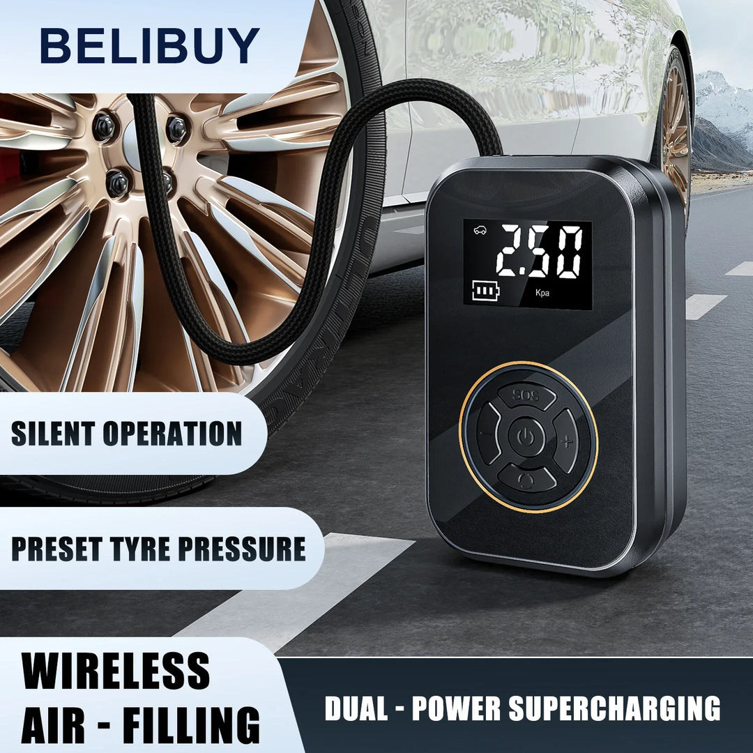 BowLift | AirVolt Go Compressor | Wireless & Rechargeable | Tire Pressure & Power Bank in One | Compact & Mobile