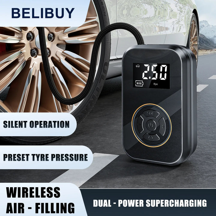 BowLift | AirVolt Go Compressor | Wireless & Rechargeable | Tire Pressure & Power Bank in One | Compact & Mobile