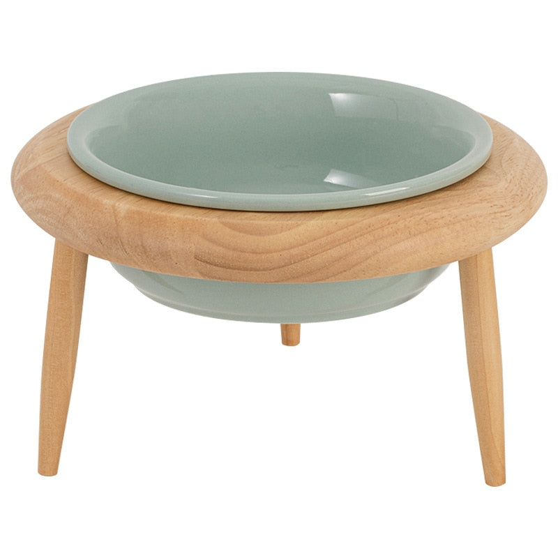 BowLift | Misha Ceramic Elevated Cat Bowl with Wooden Stand