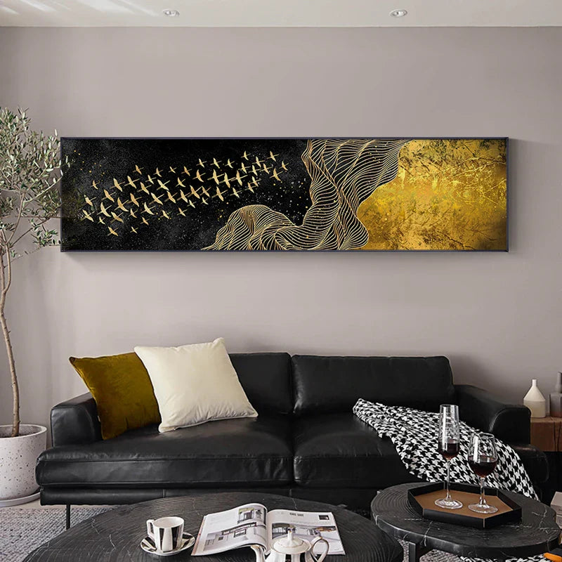 Auspicious Abstract Light Luxury Colorful Wide Format Wall Art Fine Art Canvas Prints Pictures For Above The Sofa Art For Above The Bed | Bowlift