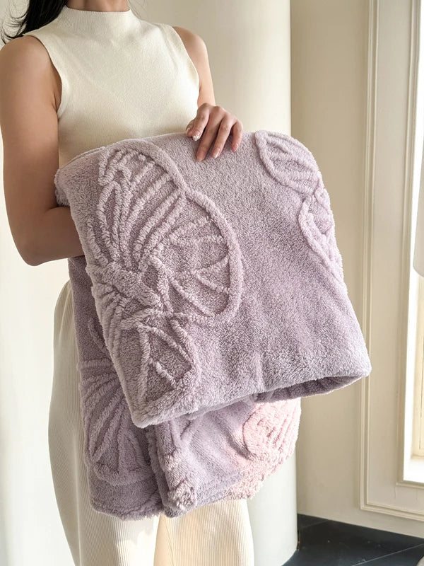 BowLift | Fleurière Flannel Blanket | 3D Butterfly Design | Soft & Warming | For Bed, Sofa & Camping
