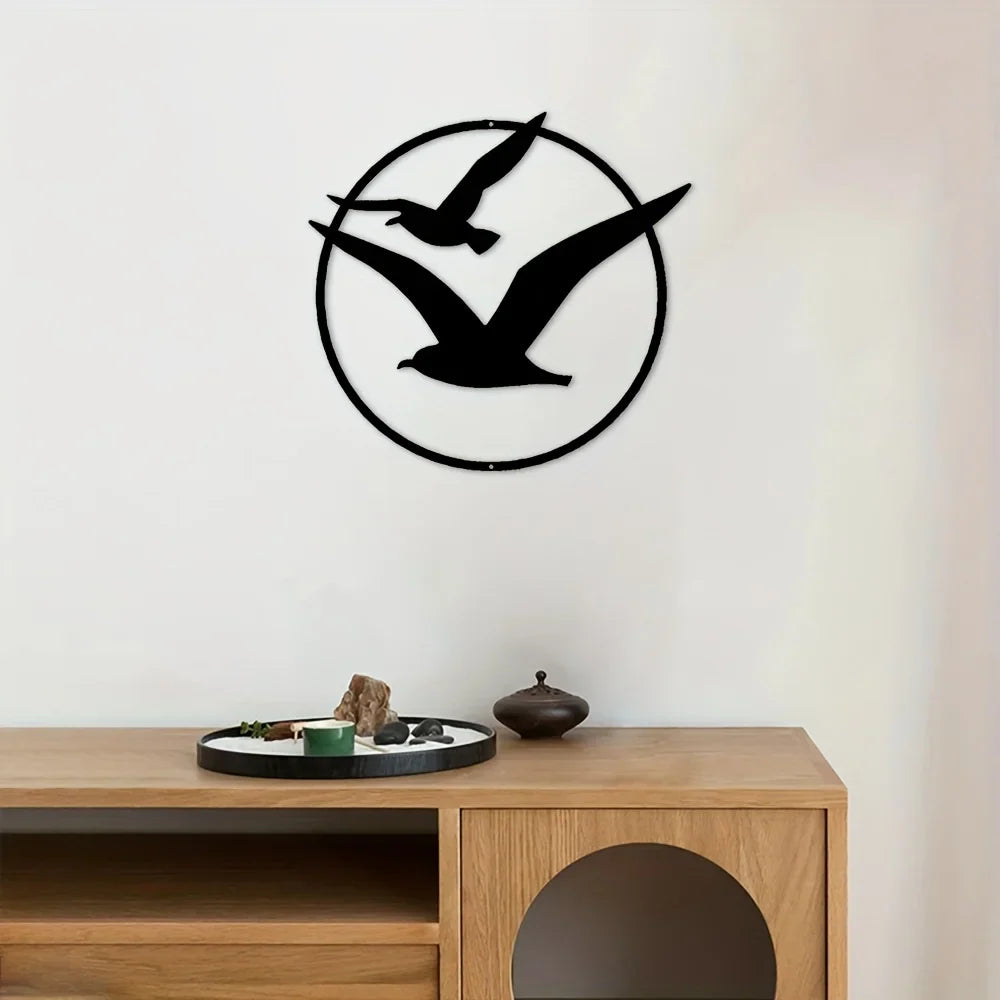 Seaside Seagulls Iron Art Wall Art 3D Metal Sculptured Birds Wall Decoration For Living Room Dining Room Creative Contemporary Nordic Home Decor | Bowlift