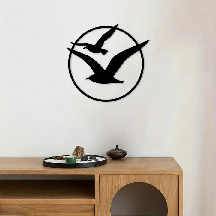 Seaside Seagulls Iron Art Wall Art 3D Metal Sculptured Birds Wall Decoration For Living Room Dining Room Creative Contemporary Nordic Home Decor | Bowlift