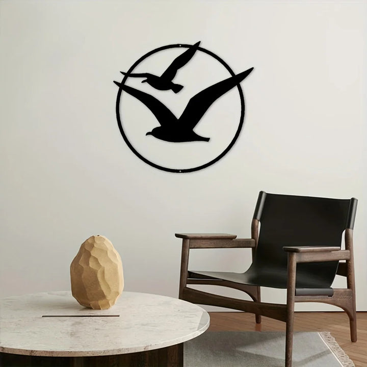 Seaside Seagulls Iron Art Wall Art 3D Metal Sculptured Birds Wall Decoration For Living Room Dining Room Creative Contemporary Nordic Home Decor | Bowlift
