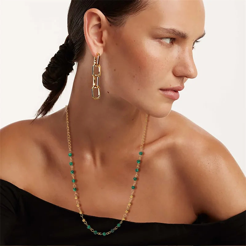 BowLift | Dainty Gold & Malachite Stone Necklace