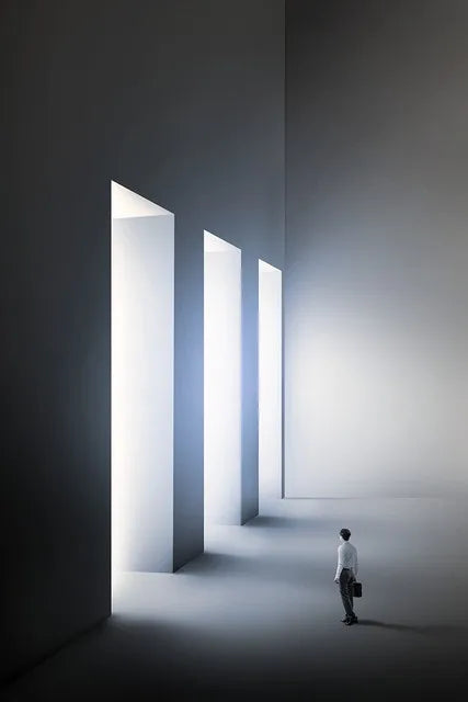 Modern Geometric Architectural Landscapes Wall Art Fine Art Canvas Prints Pictures For Studio Home Office Foyer Inspirational Art Decor | Bowlift