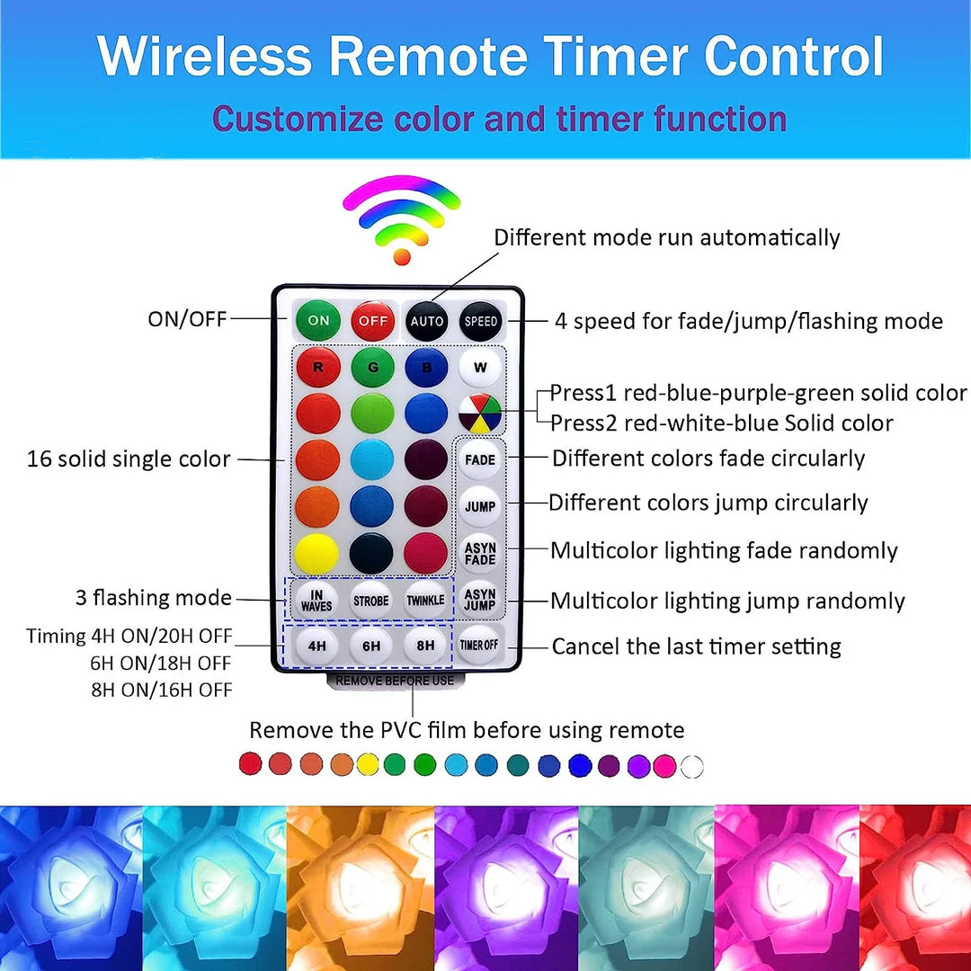 BowLift | RGB Rose Flower Tree Lights 24LED USB Battery Table Lamp Fairy Night Light Home Party Christmas Wedding Bedroom Decoration Gift