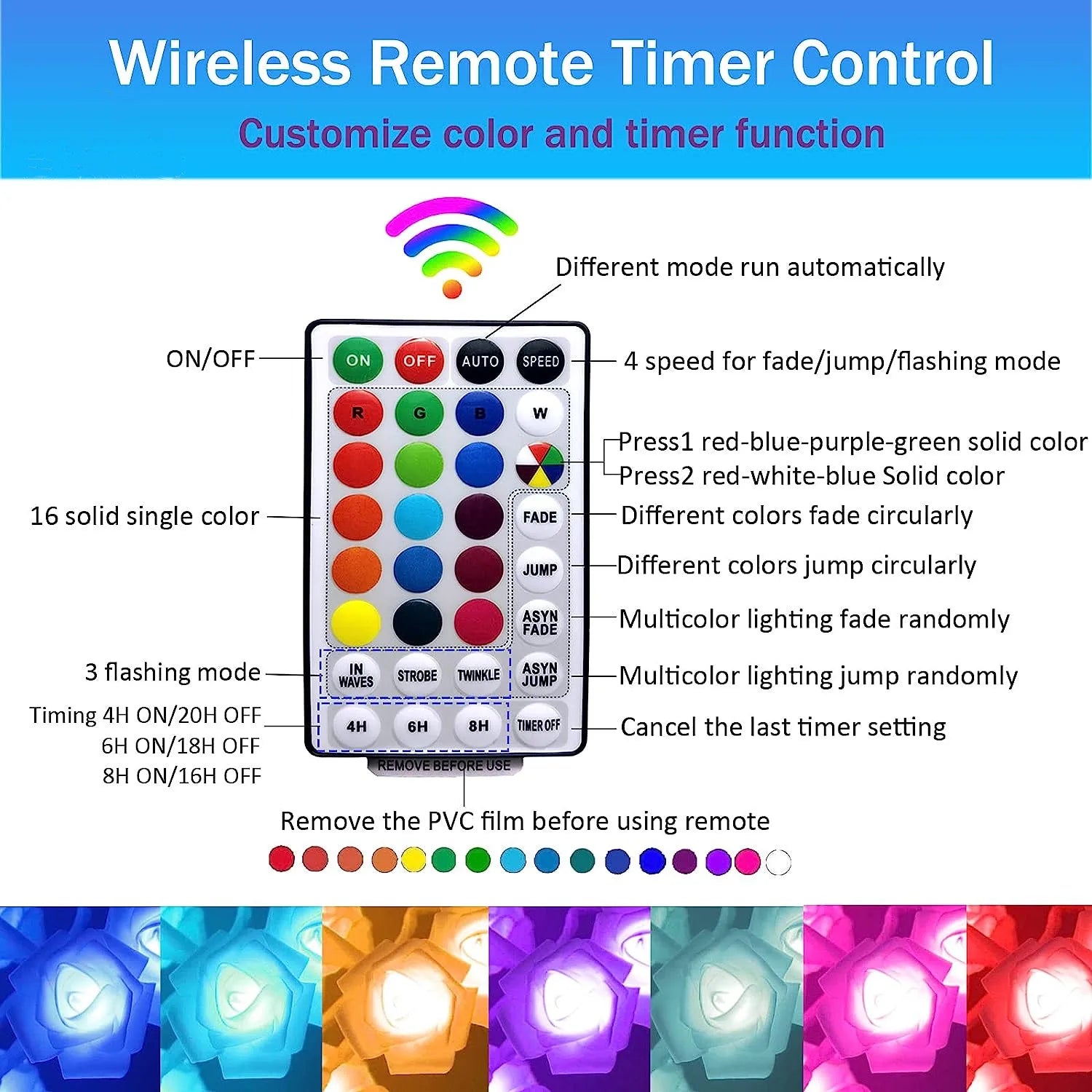 BowLift | RGB Rose Flower Tree Lights 24LED USB Battery Table Lamp Fairy Night Light Home Party Christmas Wedding Bedroom Decoration Gift