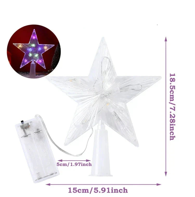 Bright Christmas Star – LED Illuminated Tree Topper for Christmas Tree, Sparkling Christmas Decoration for Festive Lighting and Elegant Decor | Bowlift
