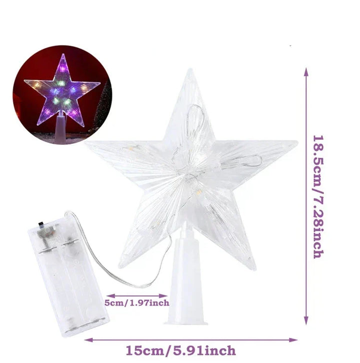 Bright Christmas Star – LED Illuminated Tree Topper for Christmas Tree, Sparkling Christmas Decoration for Festive Lighting and Elegant Decor | Bowlift