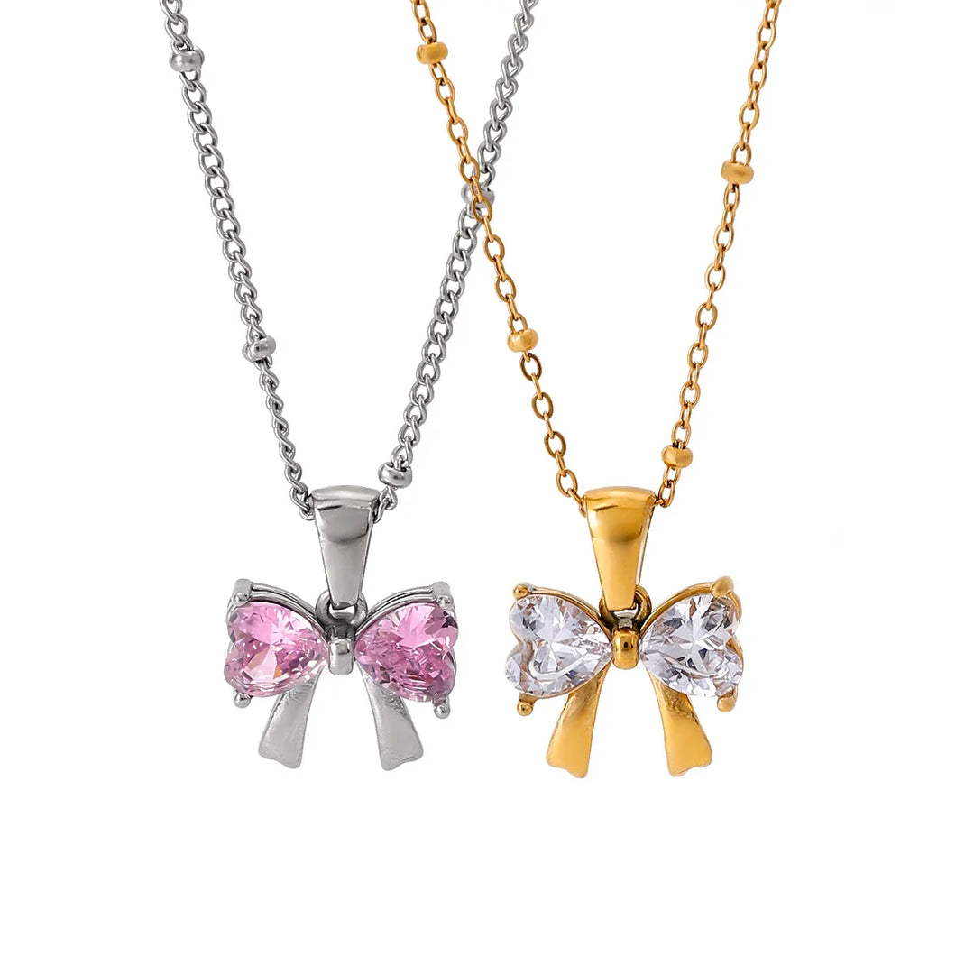 BowLift | Dainty Feminine Diamond Bow Necklace
