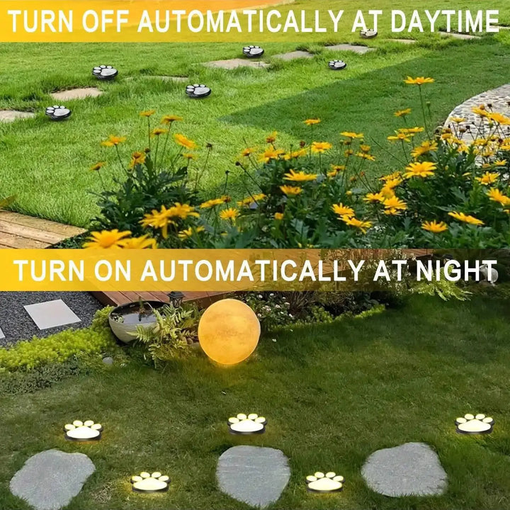 BowLift | Solar lamp in paw print design – LED garden lighting in multicolor for outdoor use