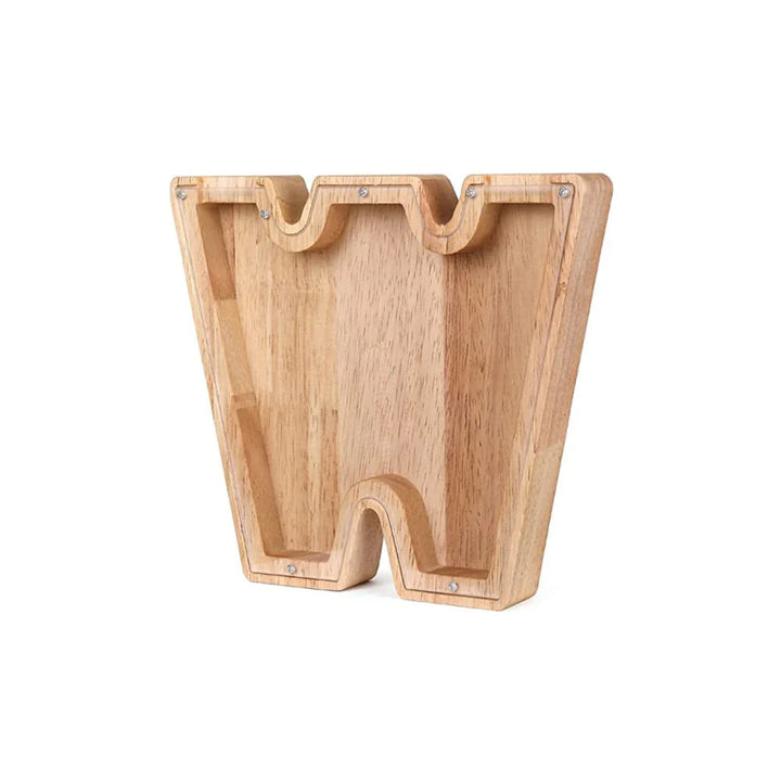BowLift | Wooden Alphabet Piggy Bank with Transparent Viewing Window for Stylish Saving