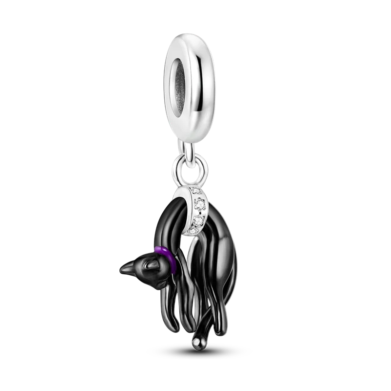 BowLift | 925 Silver Golden Leopard Charms Beads Colorful Chameleon Rhinoceros Lion Scarab Cat Pendant Compatible with Original Pandora Bracelet Jewelry