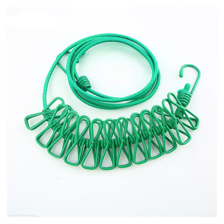 Windproof Non-Slip Elastic Multi-Clip Travel Clothesline | Bowlift