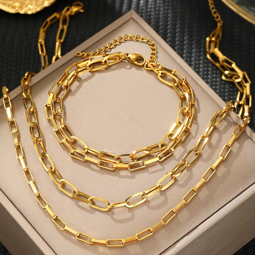 BowLift | Layered Dual Paperclip Bracelet and Necklace Set