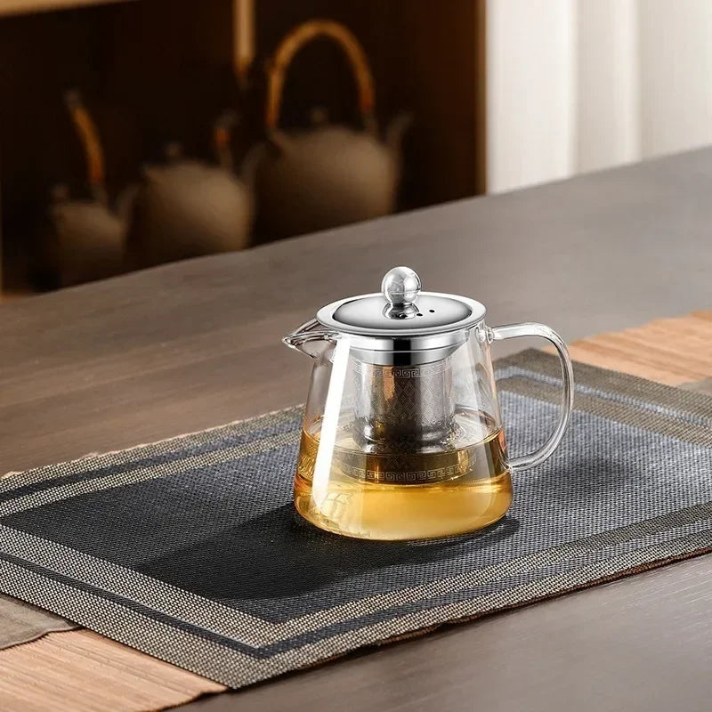 BowLift | 450ml-950ml Heat Resistant Glass Teapot – Stainless Steel Tea Filter, Flower Kettle for Kung Fu Tea, Puer and Oolong Tea