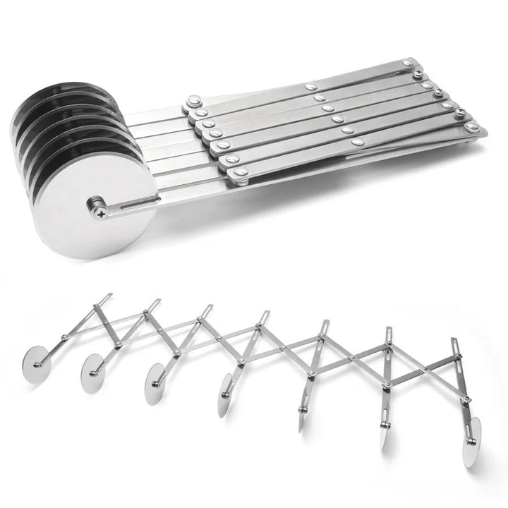 BowLift | SlicePro Stainless Steel Dough Cutter | Foldable & Adjustable | 3–7 Wheels | Perfect Portioning for Pizza, Pastries & Pasta