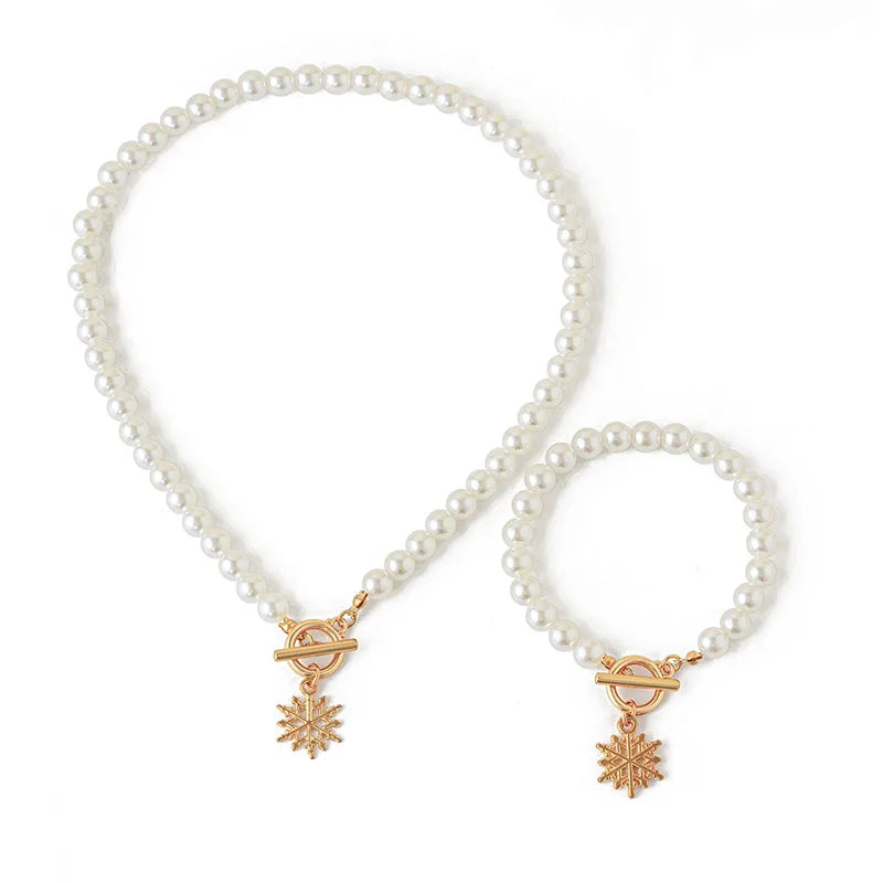 BowLift | Beaded Pearl Snowflake Bracelet and Necklace Set