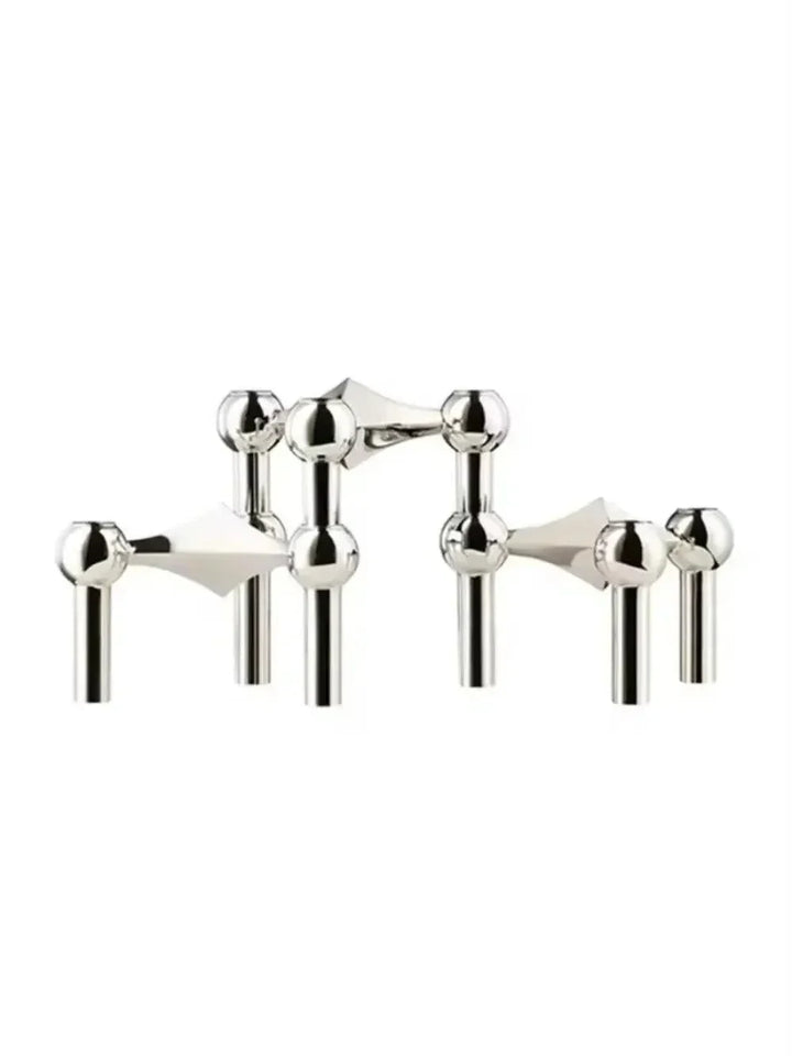 BowLift | Modern Molecular Metal Candle Holder – Nordic-Style Silver Candle Stand for Elegant Home Decor