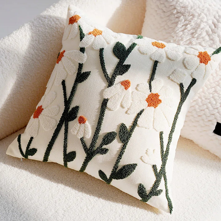 Blue & White Bunny & Flower Cushion Cover | Bowlift
