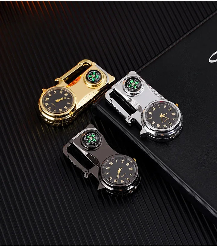 4in1 Windproof Metal Butane Compass Watch Keychain Lighter | Bowlift