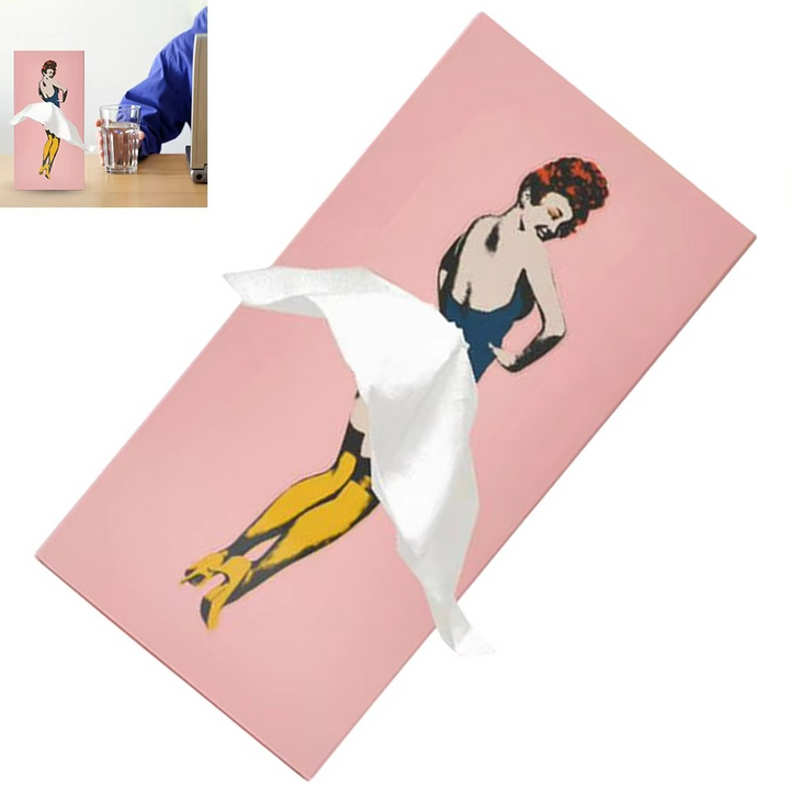 BowLift | Retro Rectangular Facial Tissue Box Case for Vanity, Countertop, or Nightstand
