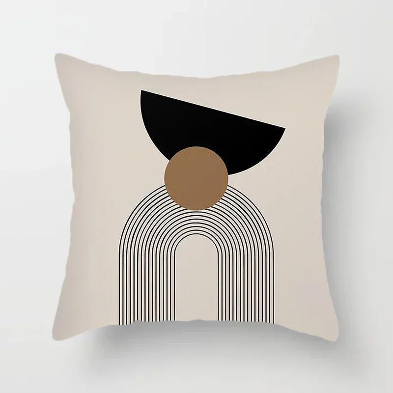 BowLift | Aurum Cushion Cover - Modern Black-White Cushion Cover with Abstract Art Print