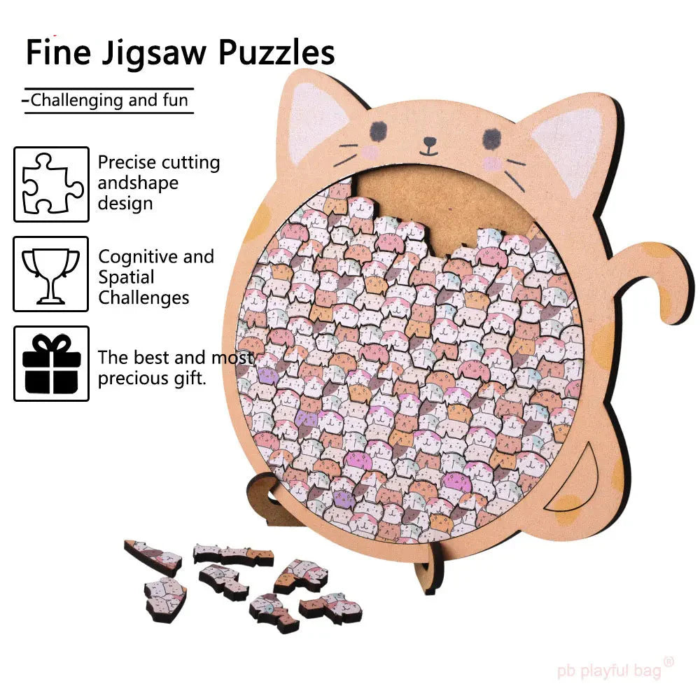 BowLift | Wooden Cat Craze Wooden Art Puzzle