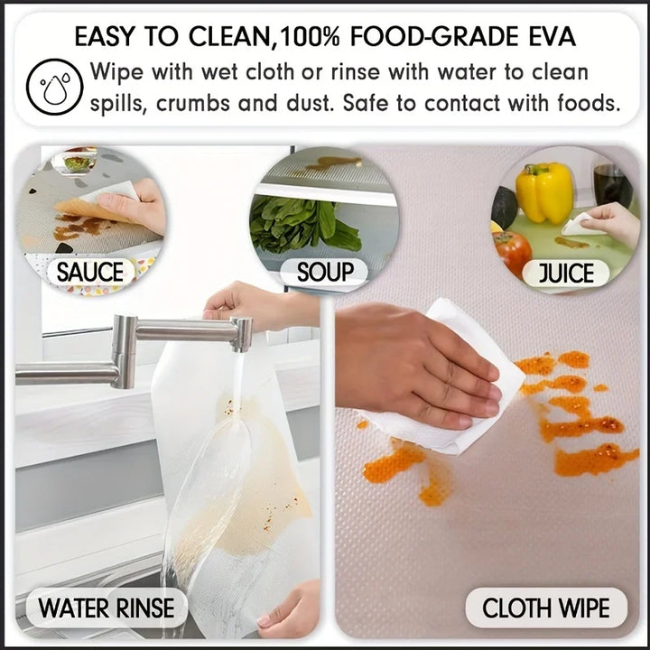 BowLift | FridgeGuard 4-piece set fridge mats | EVA material | Washable, mold resistant & anti-oil | For fridge, drawers & shelves