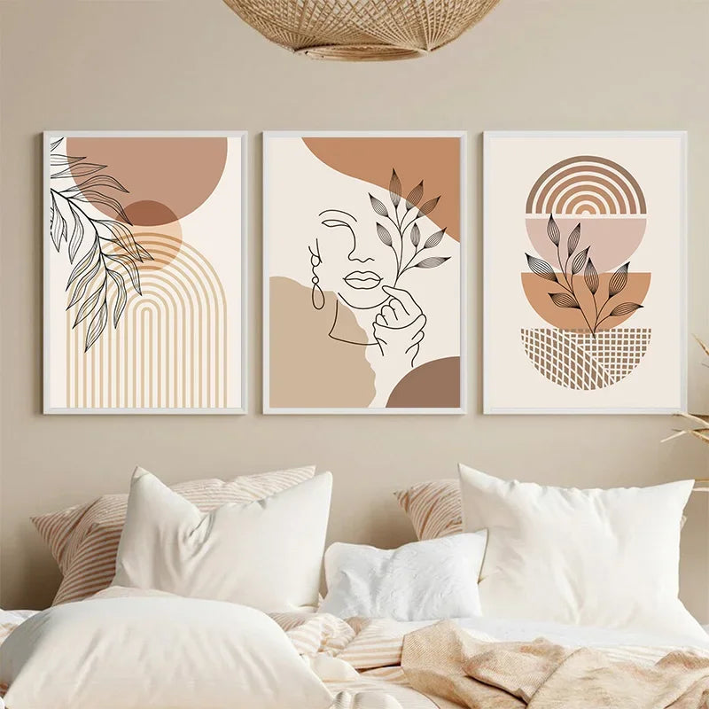 Minimalist Terracotta Sun Abstract Wall Art Fine Art Canvas Prints Modern Pictures For Living Room Bedroom Gallery Wall Art Decor | Bowlift