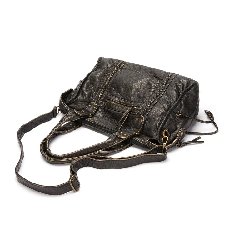 NoirClass - Elegant Black Leather Handbag Bowlift