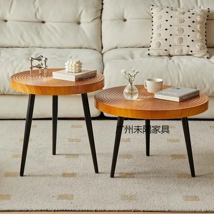 BowLift | Round Wooden Coffee Table Japanese Design Tea Table Living Room
