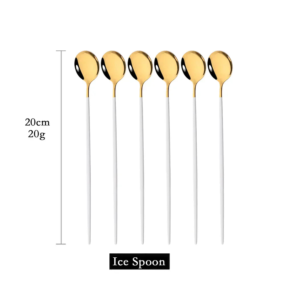 BowLift | Golden 6-piece Long Handle Spoon Set