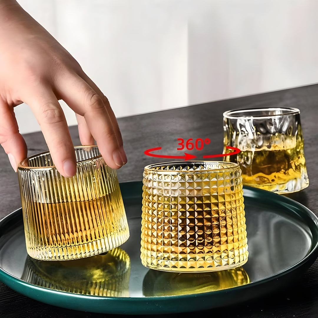Whiskey glass with 360° rotation function – Structured design for stylish drinking pleasure | Bowlift