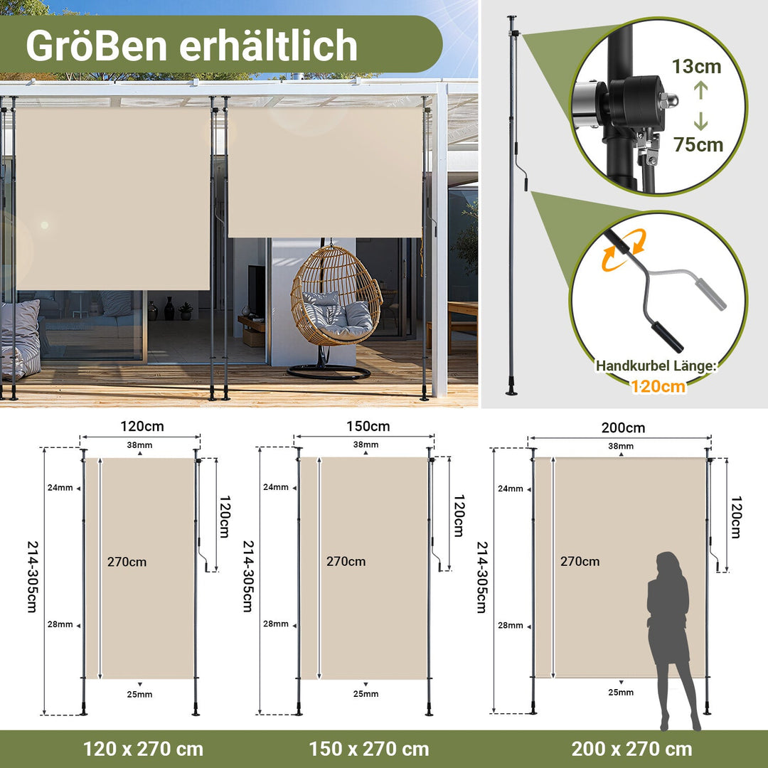 Klemm awning vertical awning with hand crank without drilling | Bowlift