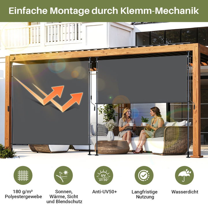 Klemm awning vertical awning with hand crank without drilling | Bowlift