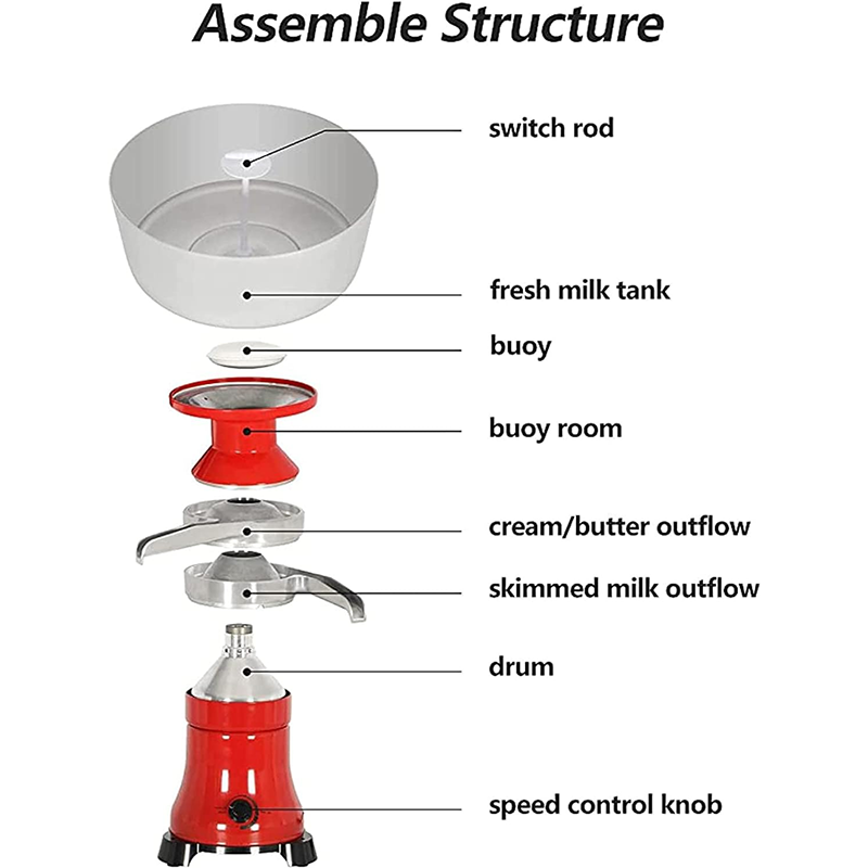 BowLift | 21Gal/ 80L/ H, Electric Fresh Cream Centrifuge, 12L Camel/Goat Milk Separator, 8000-10000rpm Adjustable Speed, 110V/ 220V