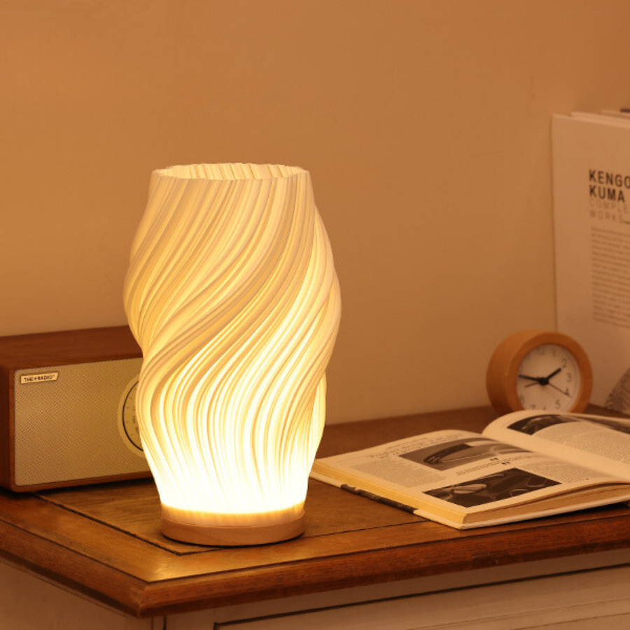 BowLift | LunaSwirl | Luxury Modern Swirl LED Table Lamp – Elegant Ambient Lighting