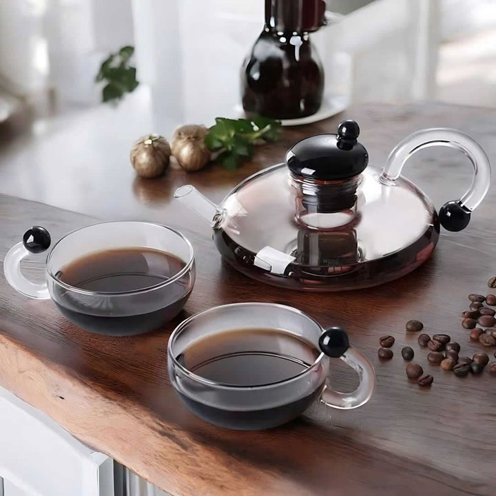 BowLift | Glass Teapot Set with Built-In Filter and Cups