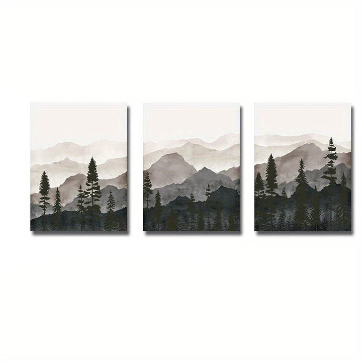 Set of 3PCS Shadow Mountain Silhouette Landscape Wall Art Fine Art Canvas Prints Nordic Pictures For Modern Living Room Dining Room Art Decor | Bowlift