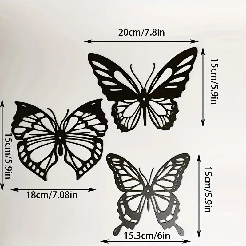 Set of 3Pcs Butterflies Iron Art Wall Art 3D Metal Sculptured Wall Decoration For Living Room Dining Room Creative Nordic Home Decor | Bowlift