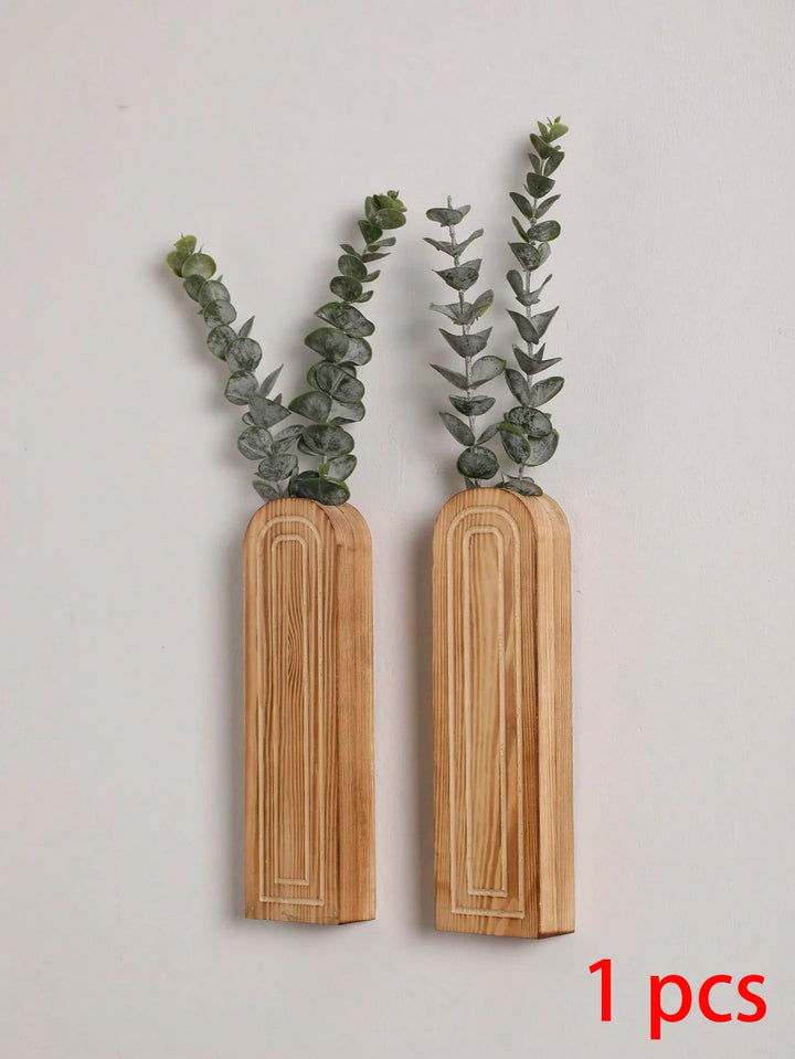 Handcrafted Nordic Wooden Vase Wall Planters - Natural Grain Finish, Minimalist Scandinavian Design, Perfect for Long-Stemmed Flowers and Home Decor, Versatile and Elegant Decorative Pieces | Bowlift