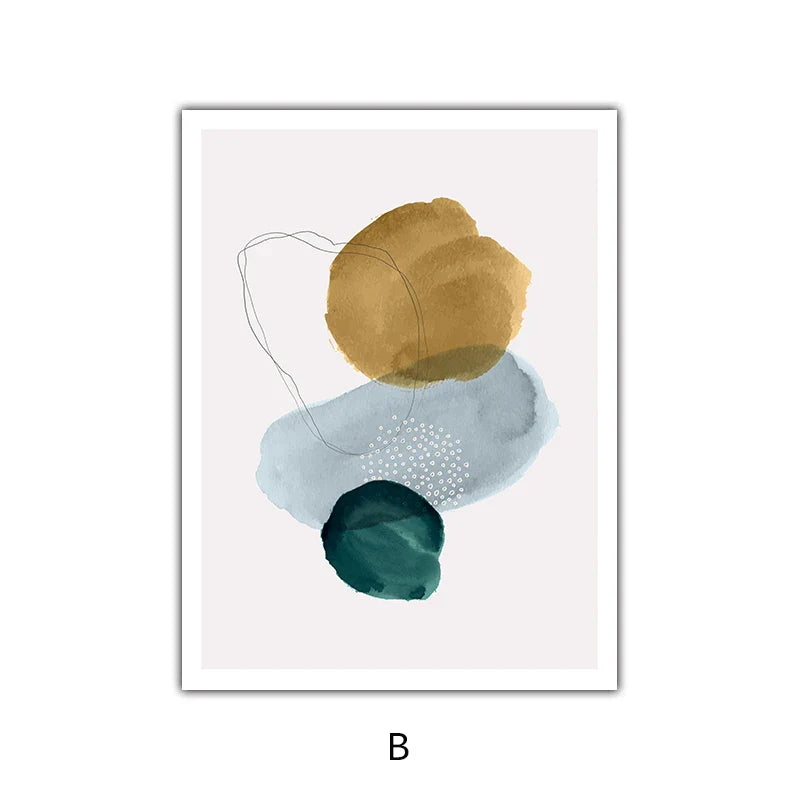 Green Yellow Black Abstract Shape & Line Minimalist Nordic Wall Art Fine Art Canvas Prints Pictures For Living Room Home Office Decor | Bowlift